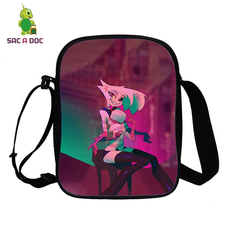 Hell Inn Animation Peripheral Crossbody Student School Bag 3D Full Color Printing Double Shoulder Bag