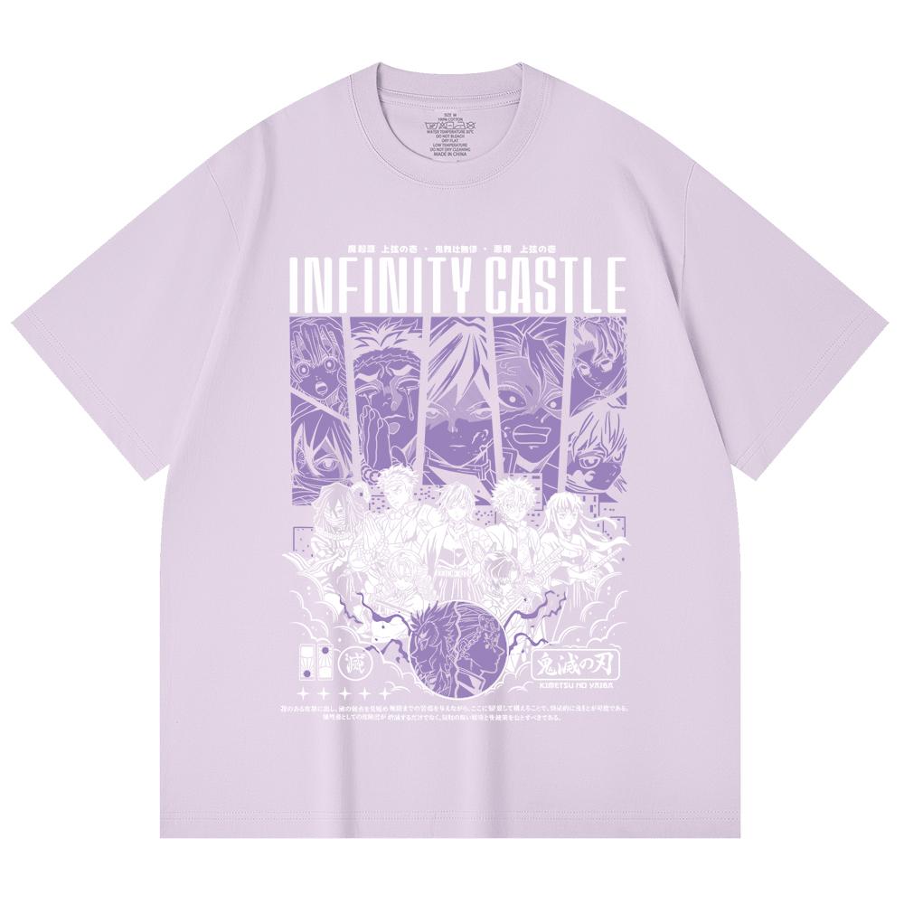 230 Gsm 100% Cotton Demon Slayer V90 Infinity Castle Print Unisex Heavy Cotton T Shirt