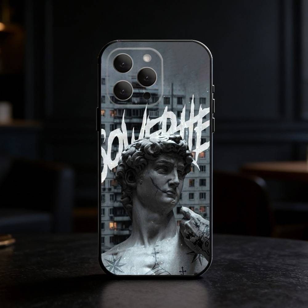 Art Aesthetic David Eyes Phone Case For iPhone 17,16,15,14,13,12,11 Plus,Pro,Max,Mini Silicone Black Soft Cover