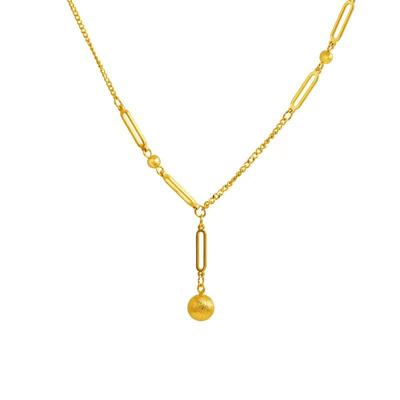 Goldene Perlenkette aus Titanstahl für Damen, leichter Luxus