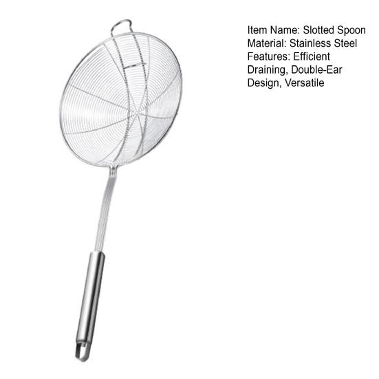 Stainless Steel Slotted Spoon Large Mesh Strainer Ladle for Frying Steaming Hot Pot Kitchen
