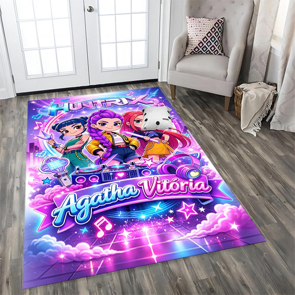 Magische Meisjes in Neonlichten vloerkleed voor woonkamers, slaapkamers, huisdecoratie en als cadeau.