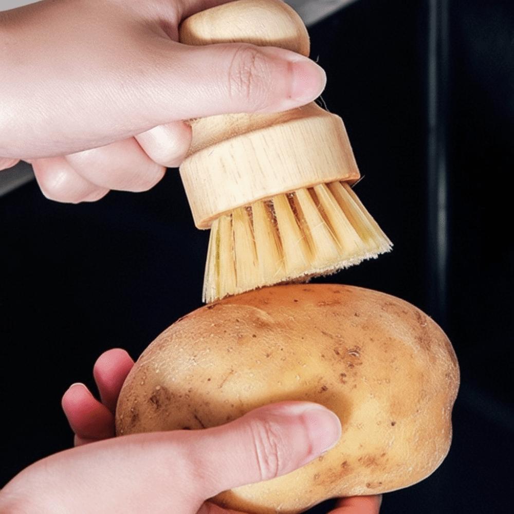 Wooden Handle Dish Scrub Brushes Handheld Scrubbing Brush Cleaning Scrubbers  for Bowls Plates Pot