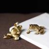 Frogs Toads Miniature Sculptures Brass Animal Figurine Antique Ornament Fengshui Decoration for Home Office Desktop