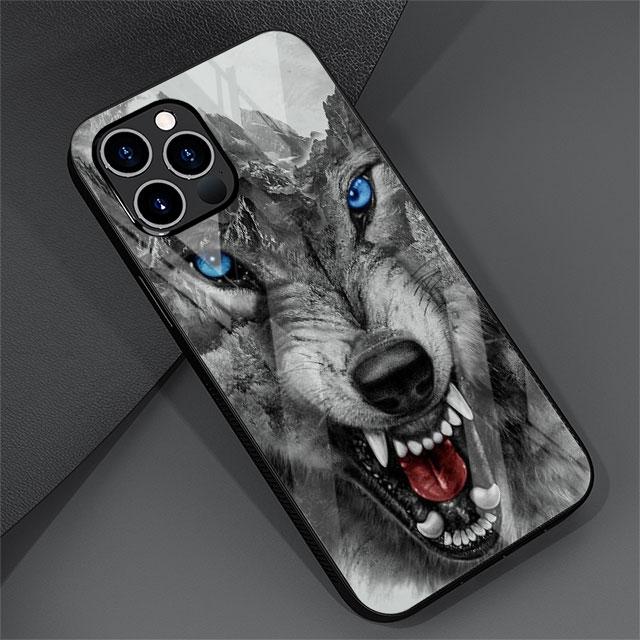 Wolf Tier Cool Tiger Glas Hülle Für Apple iPhone 13 Pro 11 14 12 7 8 Plus SE 2022 XR X XS Max 6 6S Gehärtete Handyhülle