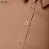 ZANZEA Women Casual Turn Down Collar Summer Short Sleeve Shirt Dress