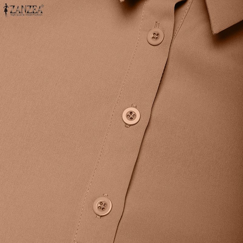ZANZEA Women Casual Turn Down Collar Summer Short Sleeve Shirt Dress