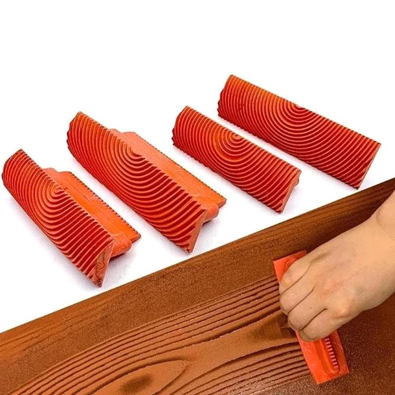 2 buc/set Rola de cauciuc Pensulă Unelte de pictură Imitație Granulație lemn Pictură perete Decor acasă Artă Embosare Bricolaj Granulație