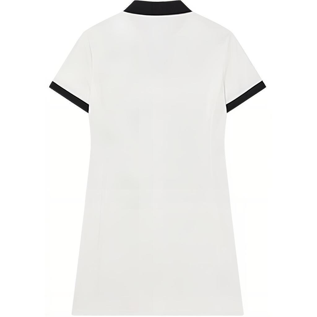 Fila Logo Print Casual Sports College Style Slim Elegant Breathable Polo Short Sleeve Dress Women Dresses Fresh-Milk-White F51W429301F-IV