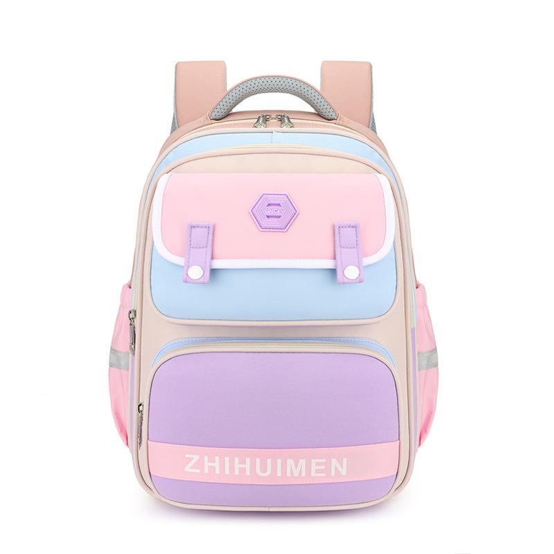 New Fashionable Contrasting Color Backpack, Primary School Bag, Large Capacity Children's Backpack, Men's and Women's School Bag