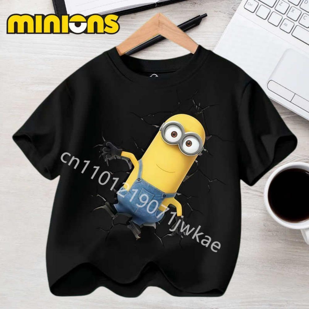 Anime Minions T-shirts for Children Kawaii Cartoon Graphic T Shirts Girls Casual Short Sleeves Tops Summer Baby Boys Clothing