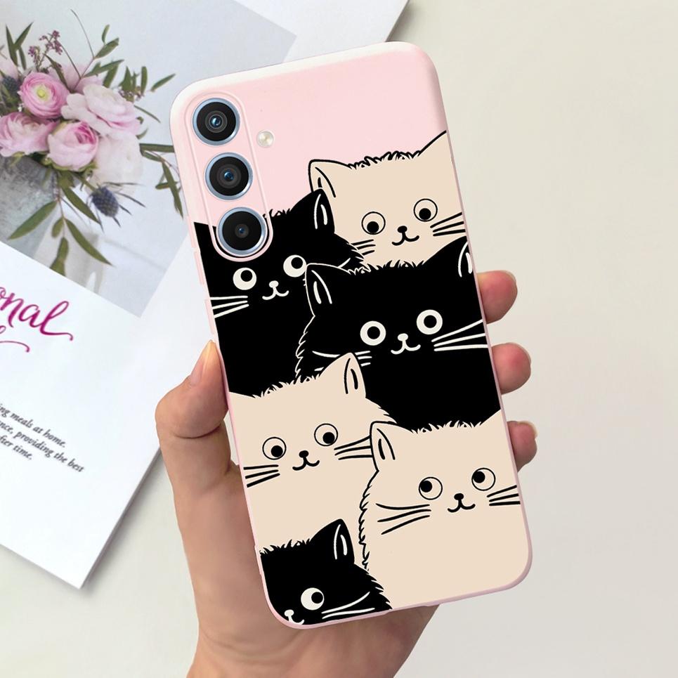 Soft Silicone Cases For Samsung Galaxy A54 5G A53 5G Case Samsung A23 4G 5G A12 A125F Bumper Shell Black Cat Stylish Coques Etui
