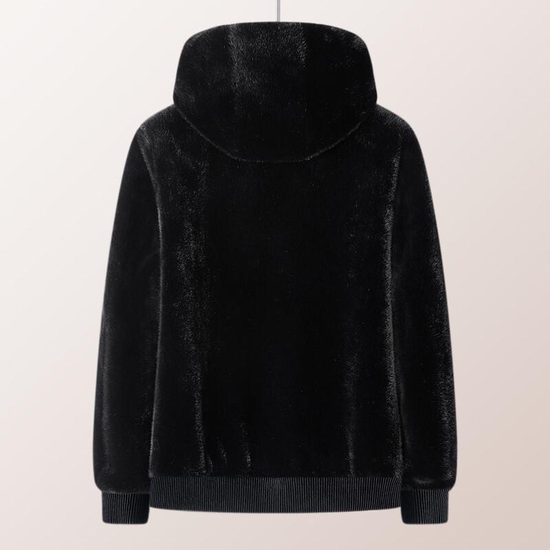 MONTAGUT Men's Hooded Sheepskin Faux Mink Lined Jacket