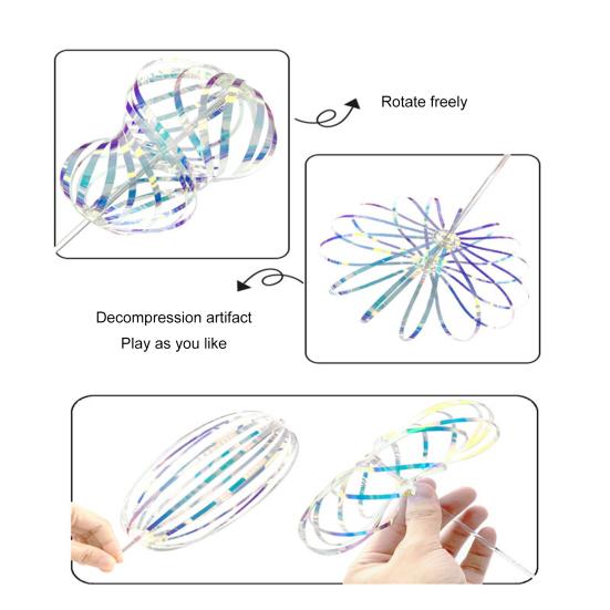 Yousheng Rainbow Spinner Toy Rainbow Twirler Stick Magical Rainbow Ribbon Spinner Party Bubble Wand for Indoor Outdoor Fun