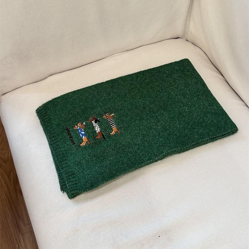 

Милый щенок Новый вязаный Шарф из шерсти с вышивкой трех такс для женщин на осень и зиму Мягкий и универсальный