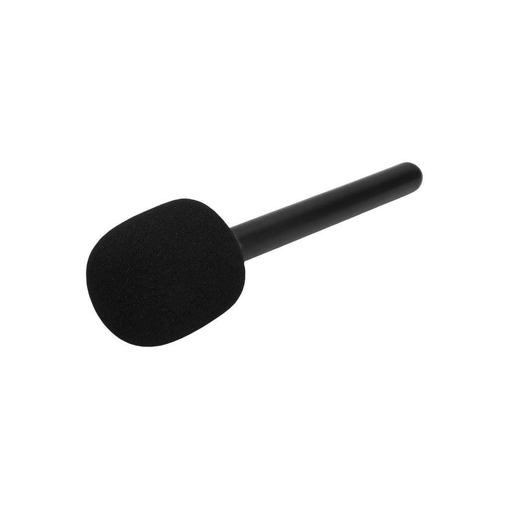 Microphone Holder Handheld Adapter Lavalier Mic Handle with Flag Station Windproof Foam for Video Recording Interview Podcast Reporting