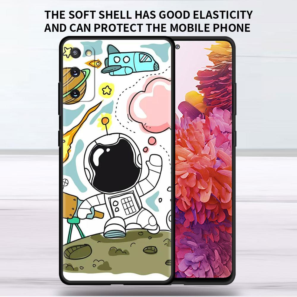 Soft Case For Samsung Galaxy Note 20 Ultra 10 Plus Lite A50 A70 A20 A40 A20e 9 8 A60 A10e Phone Cover Cartoon Cool Astronaut Sac