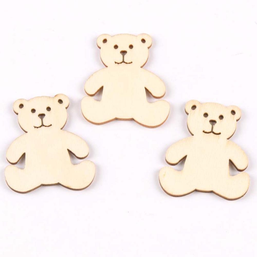50pcs Bear Shape Bear Shaped Cutouts 41*48mm Hanging Bear Ornaments  for Painting,Home Decor