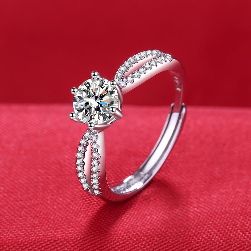 925 Silver Ring Heart AAA Zircon Open Adjustable Engagement For Women Wedding Fashion Jewelry Party Gifts