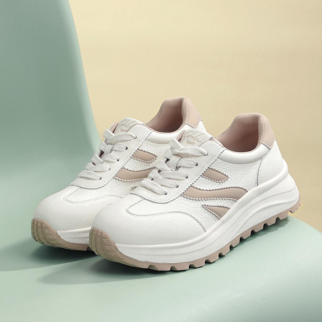 Contrast splicing thick soled German training shoes: comfortable and versatile retro style women's casual shoes for spring and summer