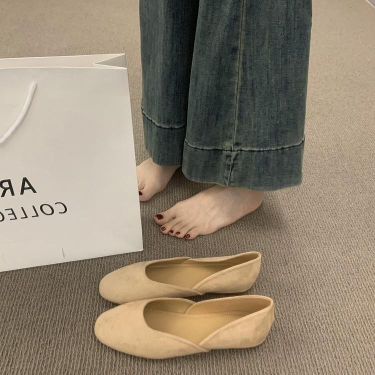 

Универсальные туфли-лодочки с круглым носком на плоской подошве из замши, для нежного вечернего бриза, не утомляют ноги, красные балетки 35 абрикосовый