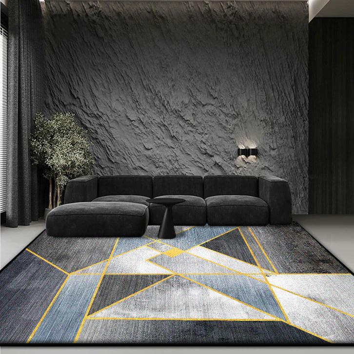 Black Geometric Large Living Room Carpets Modern Decoration Bedroom Bedside Easy Clean Rug Office Coffee Tables Antiskid Mats