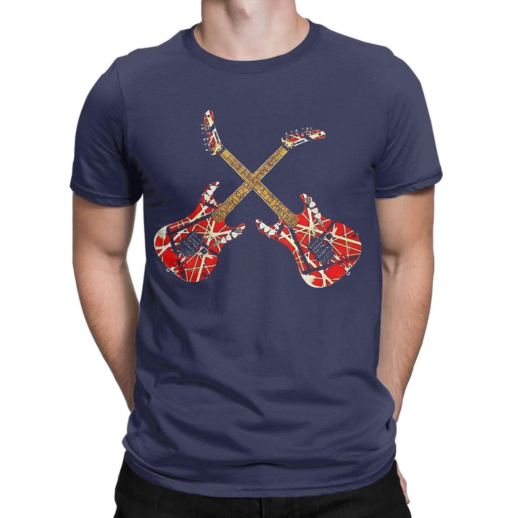 Two Red Guitar Funny 100 Cotton Tshirt Van Halen Tops Tees For Unisex