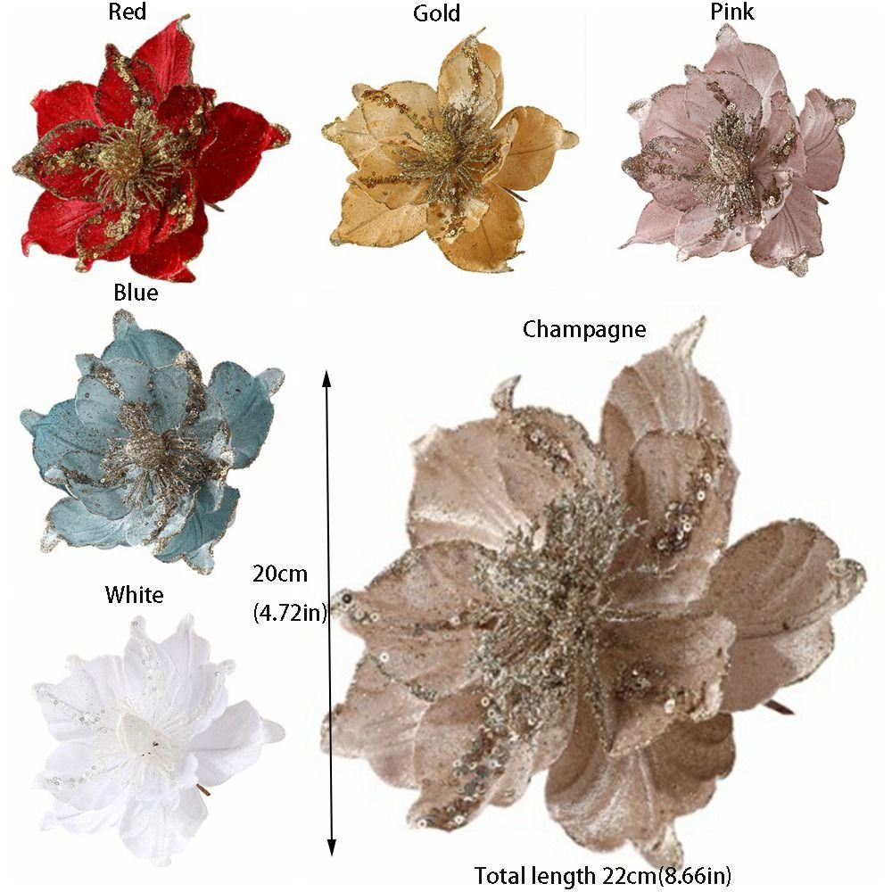 DIY Christmas Flower Pendants Cloth Xmas Tree Oranments Fashion Simulated Xmas Flower  Happy Party