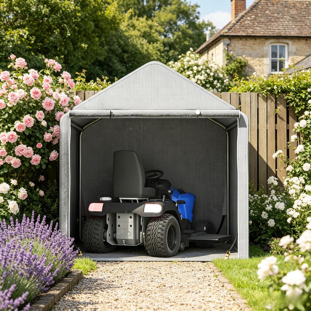 Storage sheds, outdoor bicycle shelter with galvanized steel frame, waterproof and UV-resistant (only with storage sheds)