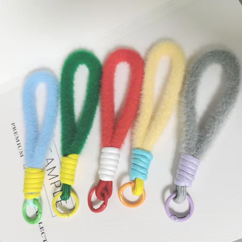 Colorful Plush Phone Wrist Strap Keychain - Anti-Lost Fashion Charm