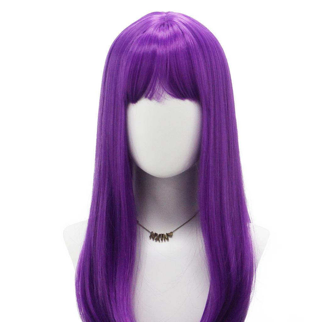 Purple Synthetic Wig with Long Straight Microcurls for Women Party Cosplay Music Festival Masquerade Ball Gifts