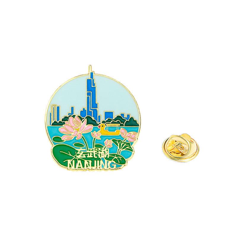 

Merchandise Nanjing merchandise Attractions Brooch Tower Temple City Architecture Metal Badge Accessories Tourist Souvenirs