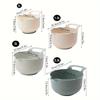 4PCS Multi-functional Baking Flour Mixing Bowl Plastic Fruit and Vegetable Salad Tray Handle Easy Storage Kitchen Wash Basket