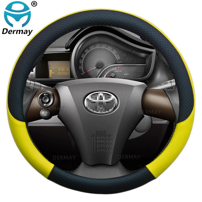 

100% DERMAY Brand PU Leather Car Steering Wheel Cover for Toyota IQ Scion iQ Singulato iC3 High Quality Auto Accessories жовтий