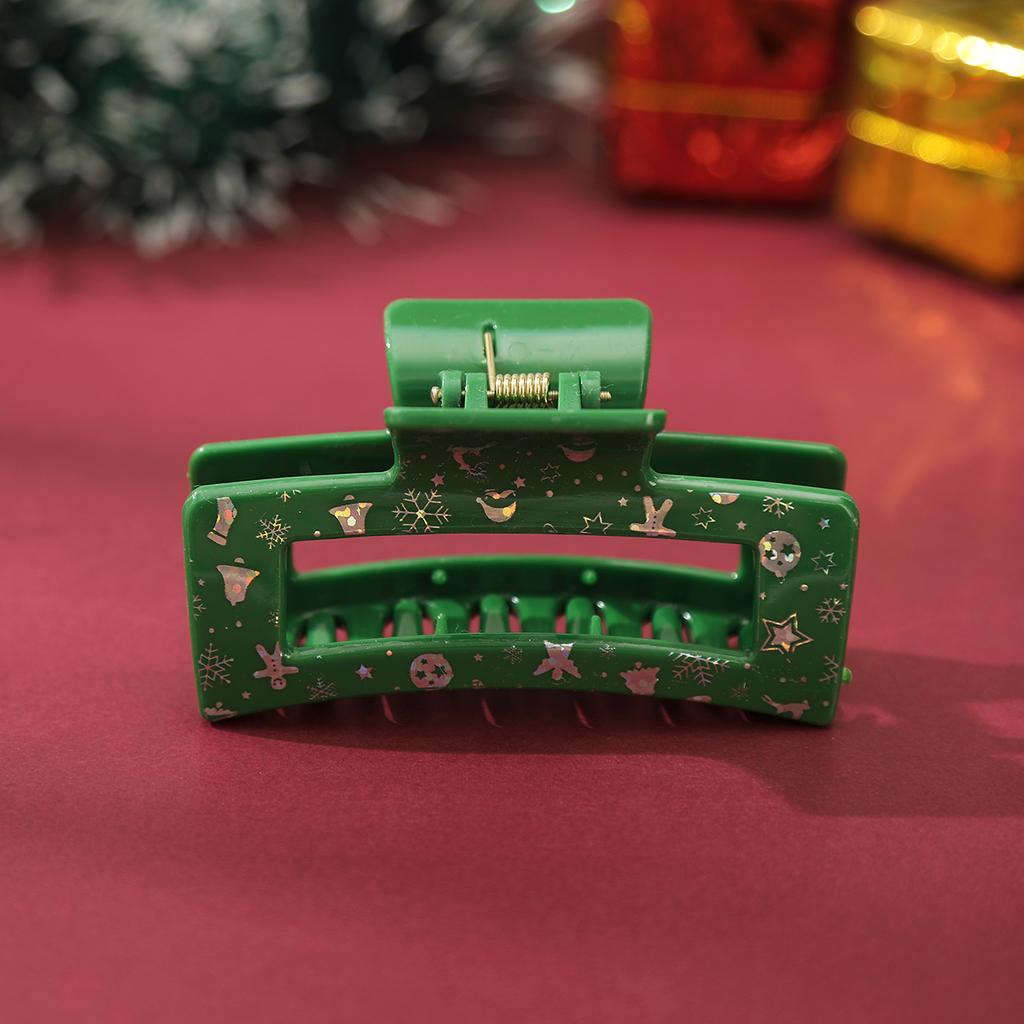 AWAYTR Christmas Pattern Hair Claws Acrylic Square Hair Clips Crab For Women Girl Gift Hair Accessories Festival Headwear