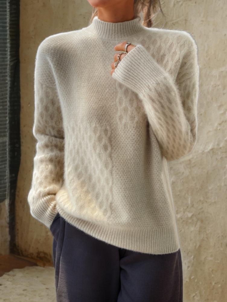 Dame 2025 Høst/Vinter Vintage Ensfarget Strikket Jacquard Pullover Genser