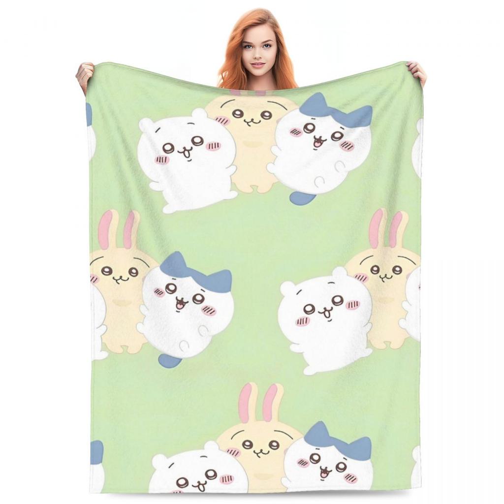Cute Chiikawa Blanket Soft Warm Comfortable Plush Throw Blanket For Outdoor Picnic Flannel Bedspread Bed Cover