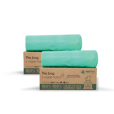 ARTH 100% Compostable Garbage Bag | 30 Counts, 15 Bags X 2 Pack, 19 X 21 Inches, Eco Friendly, Leak Resistant Trash Bag, Strong & Durable