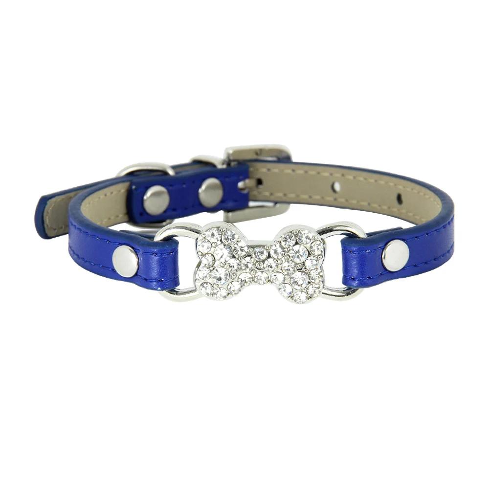 16 Colors Pink Red Cute Rhinestone Bone Dog Collar Pet Intimate Goods for small Dog Puppy Cat Leads Dogs Accessories Chihuahua