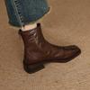 Short Boots Women's Autumn Single Boots Slim Boots 2026 New Black Square Toe Women's Boots