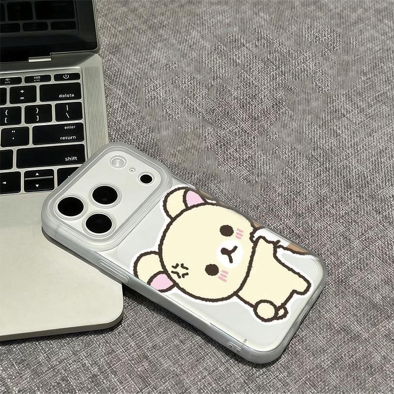 Rilakkuma Couple Case: Compatible with iPhone 12/14/16/17 Pro Max, Soft Shell, Drop-Proof, Integrated Camera Button.