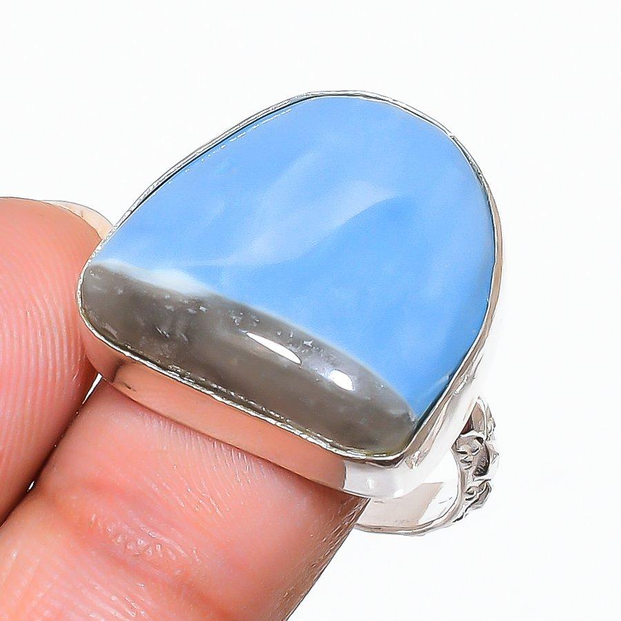 

Кольцо из стерлингового серебра 925 пробы с натуральным опалом Owyhee, размер 9, D5J19 ручной работы