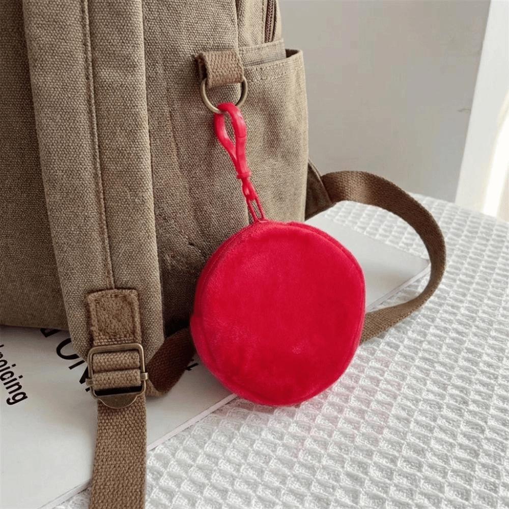 Solid Color ID Card Bag Plush Keychain Wallet New Coin Purse  Travel