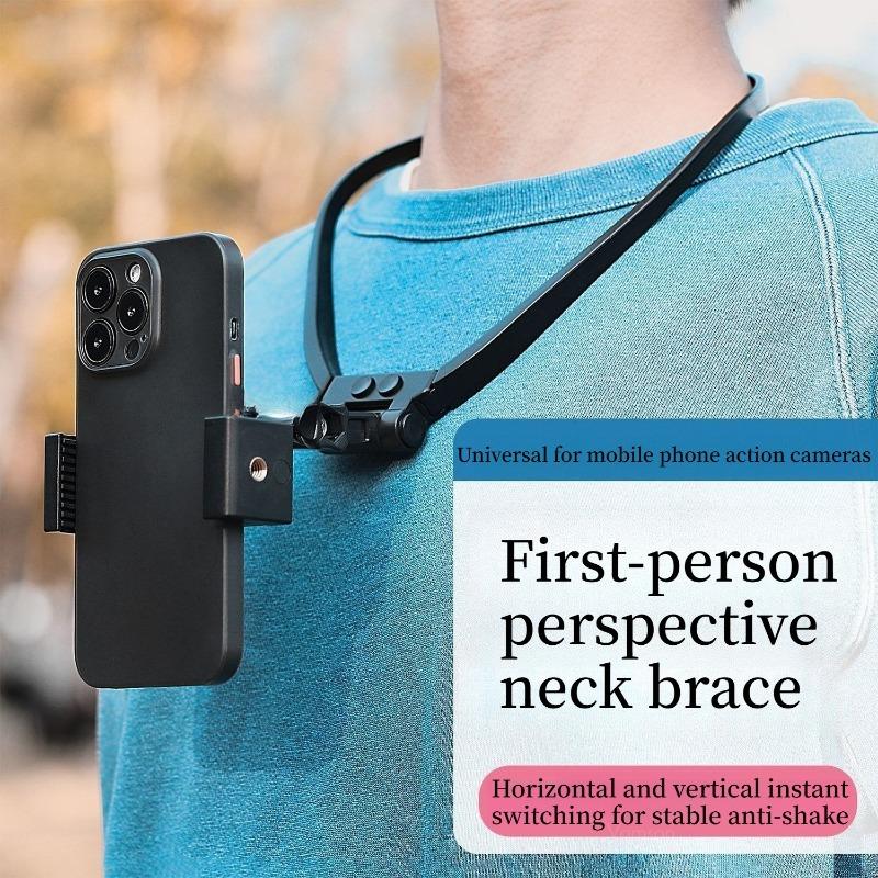 1PC Fixed Shooting, Sports Camera, Mobile Phone Outdoor Live Broadcast, Chest Person Fishing Bracket, Neck Hanging Perspective Riding