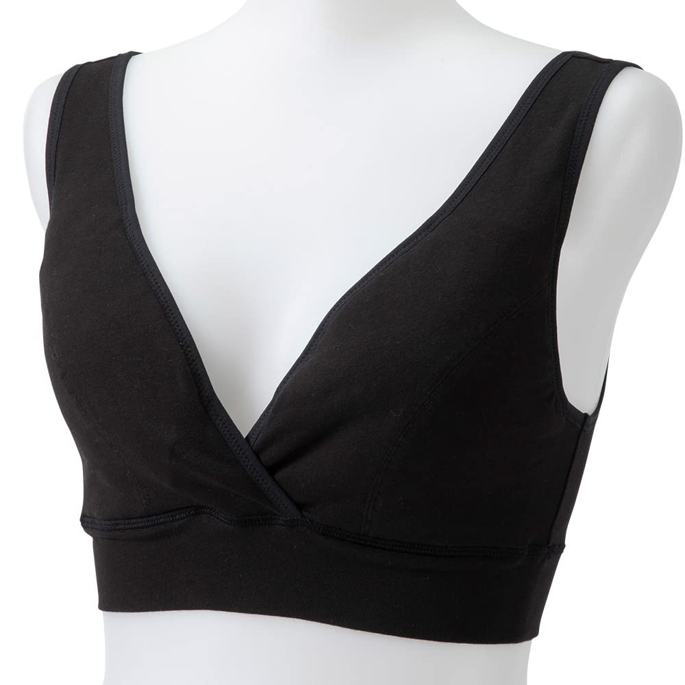 PIGEON Breast Milk Absorbent Cotton Nursing Size M Bra, Black,