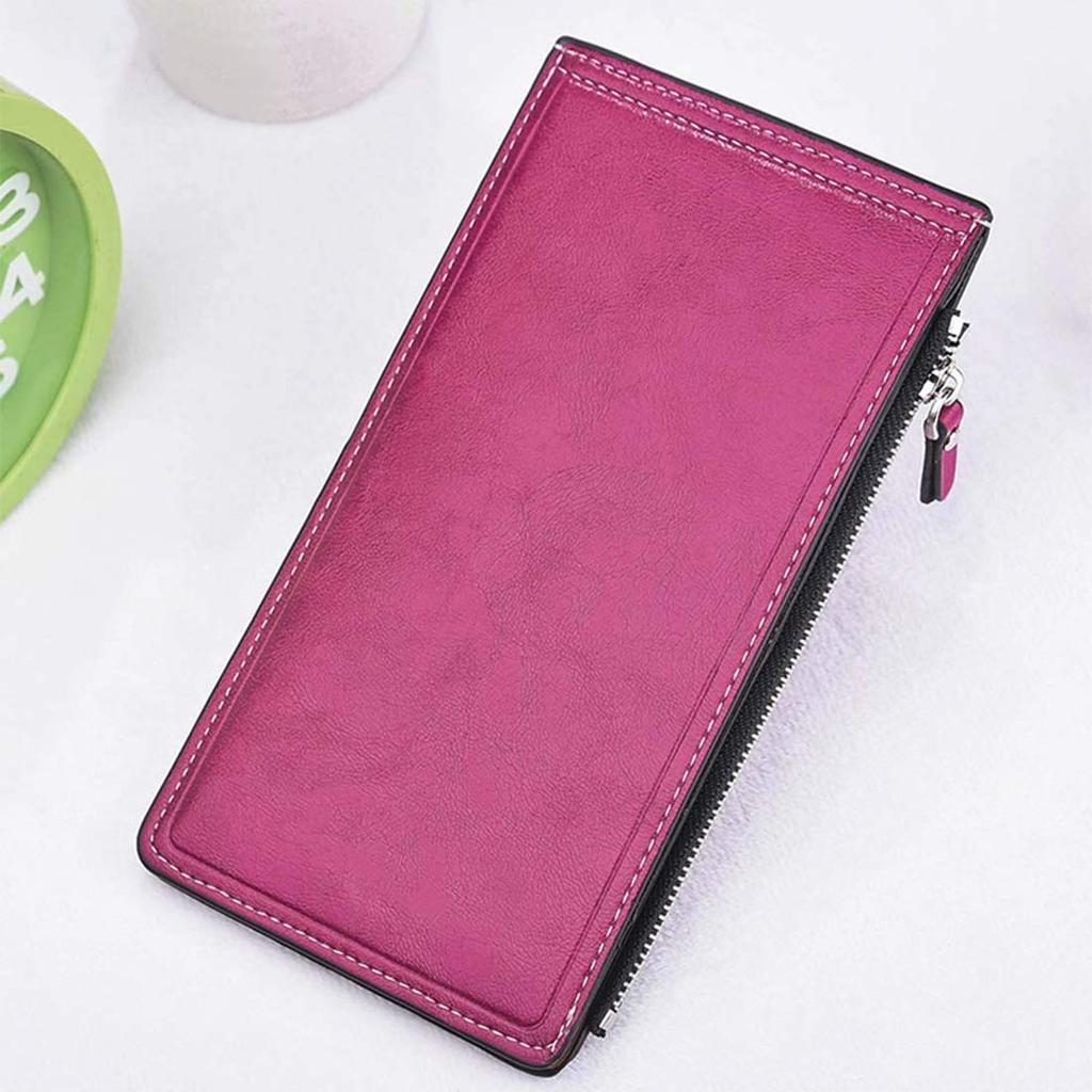 Deelfel Women's Slim L-Zip Long Wallet, Stylish Leather Bifold Wallet, Coin Purse, 17 Cards, Large Capacity, Simple Design, Perfect Mother's Day Gift