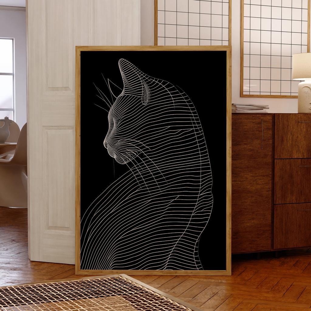 Modern Abstraction Minimalism Deconstructs Cat Silhouette Art Painting Picture Poster Print For Living Room Wall Art Home Decor