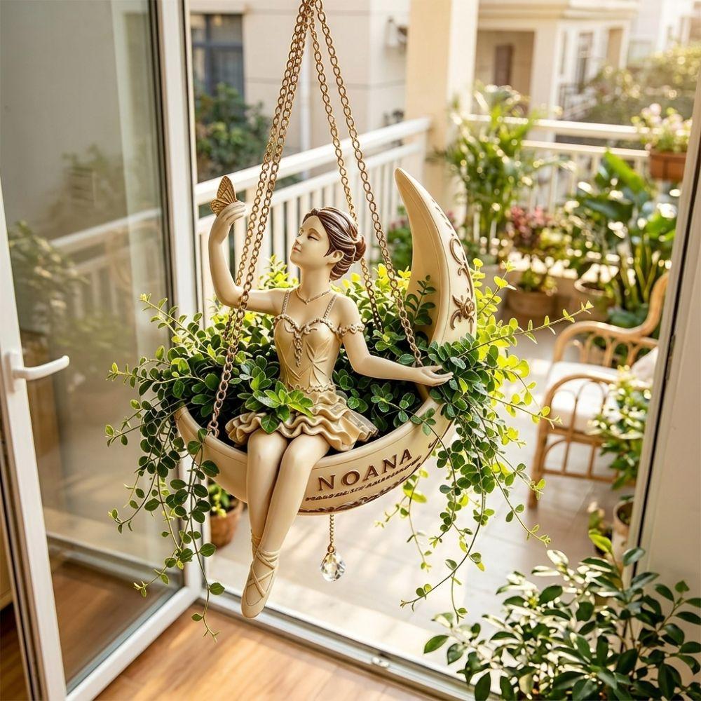 Elegant Ballerina Figure Moon Girl Flower Pot Whimsical Succulents Planter Home Balcony