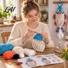 Seasonal Craft Kits Crochet Animal Bag Holder DIY Kit Hanging Plastic Make Easy Patterns Cute Raccoon Highland Cow Organizer for Home Kitchen Decor,