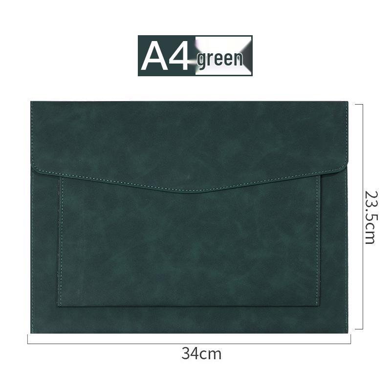 Large Capacity Leather A4 Conference File and Receipt Bag